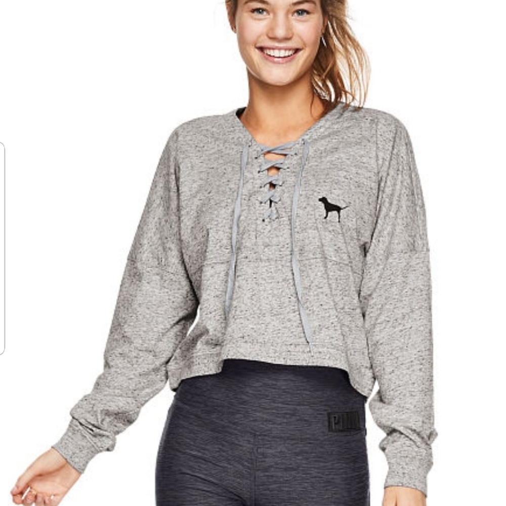 Victoria Secret - PINK LACE UP CROP CREW TE